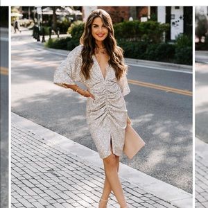 Showbiz Ruched sequin dress